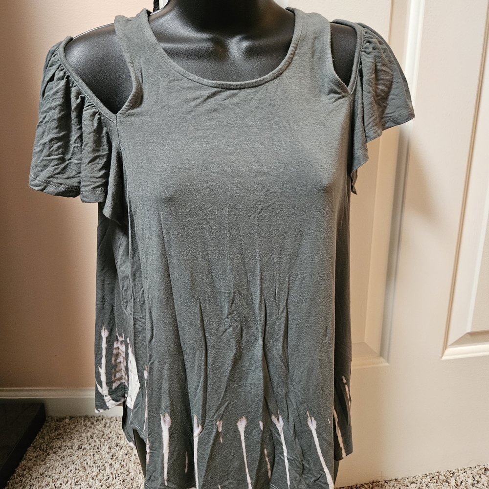White Crow Cold Shoulder Top in Olive Green